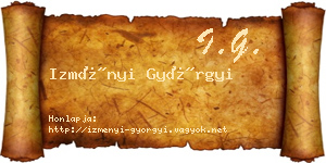 Izményi Györgyi névjegykártya